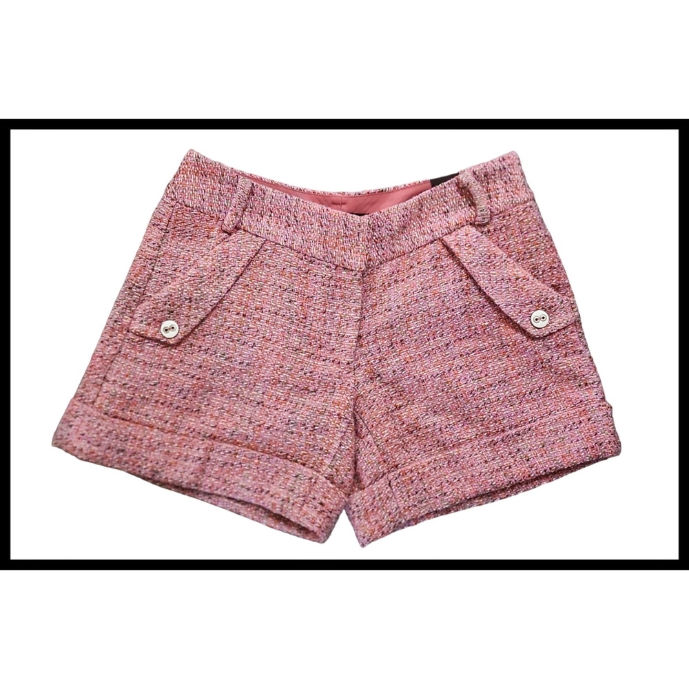 NWT The Limited Tweed Boucle Cuffed Shorts Drew Fit Lined Pink Blend 6 NEW